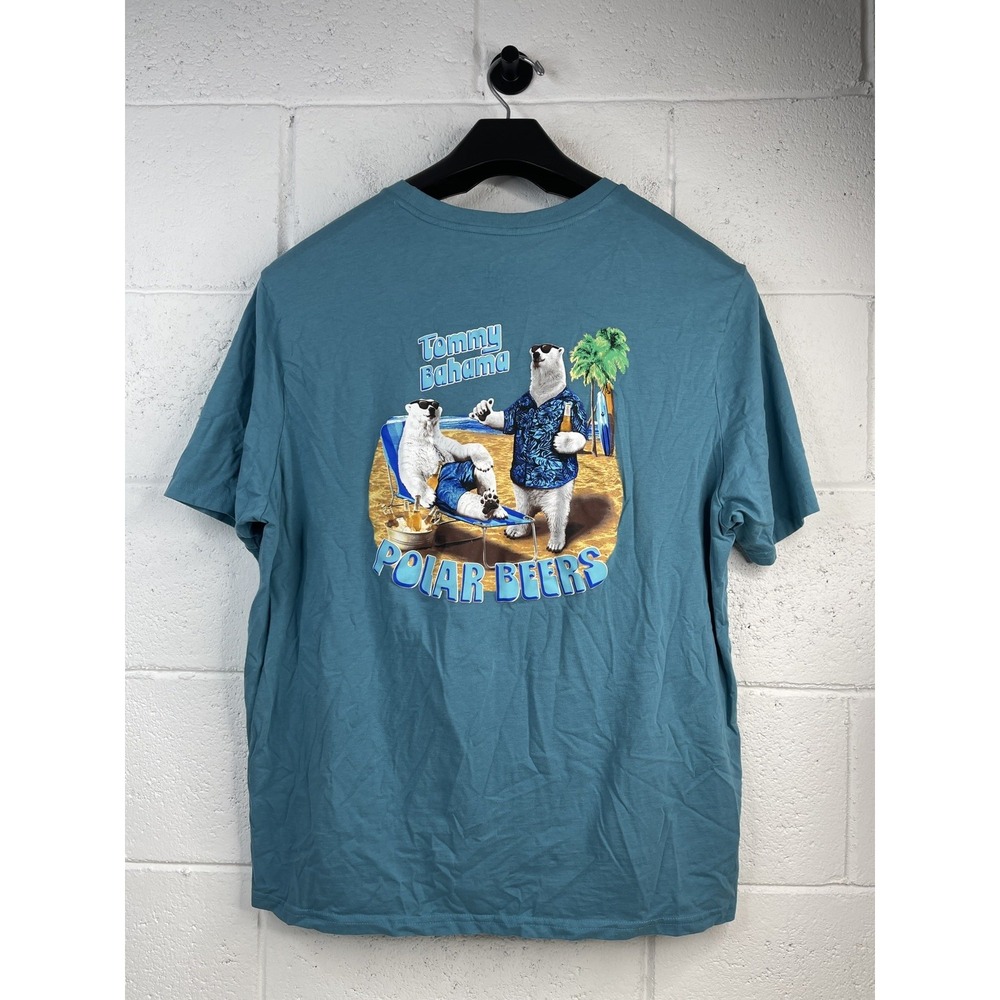 Tommy Bahama Polar Bears Graphic T Shirt Mens XL Blue Tropical Beach Cotton